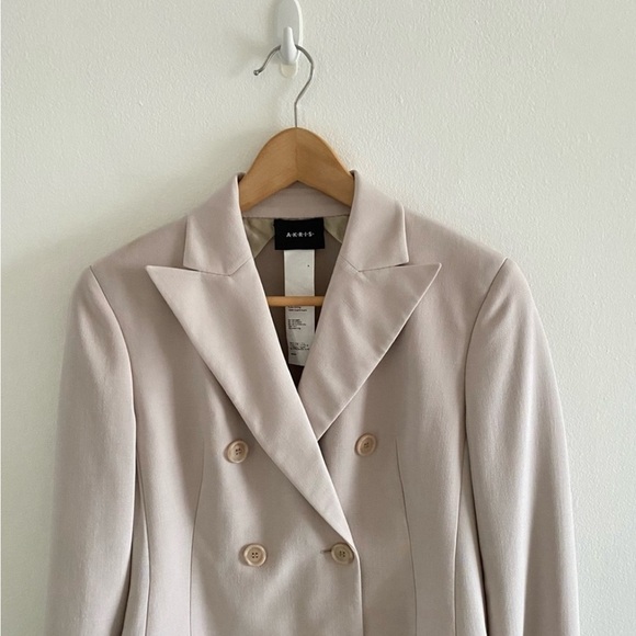 AKRIS Genaro double-breasted wool-blend blazer in clay Sz 4 - Picture 2 of 16